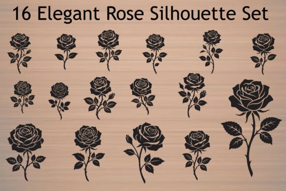 Download 16 Premium Rose Silhouette SVG Bundle - Rose Collection