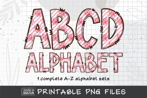Download Pink Rose Stripe Alphabet Sublimation - Rose Collection